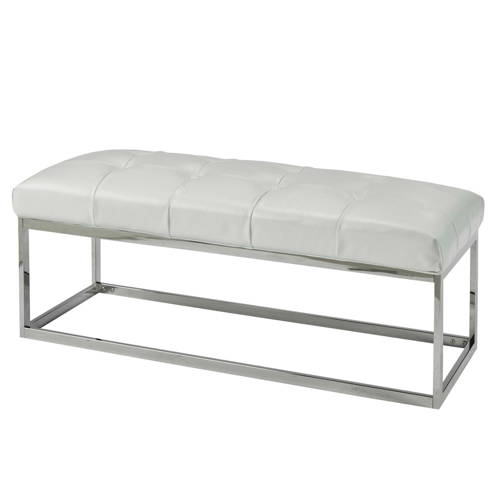 Modern Condo Bench: White Leatherette